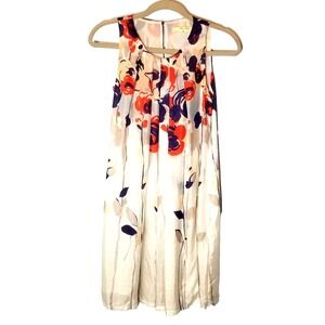 ISABELLA SINCLAIR Silk Floral Red/Blue Dress Lined  Pockets Anthropologie  0